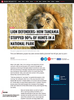 The Independent - Lion Defenders - How Tanzania stopped 90% of hunts in a national park - 28 February 2018
